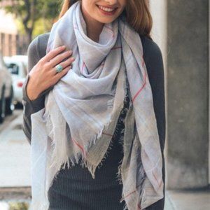 Gray Mix Plaid Lightweight City Scarf